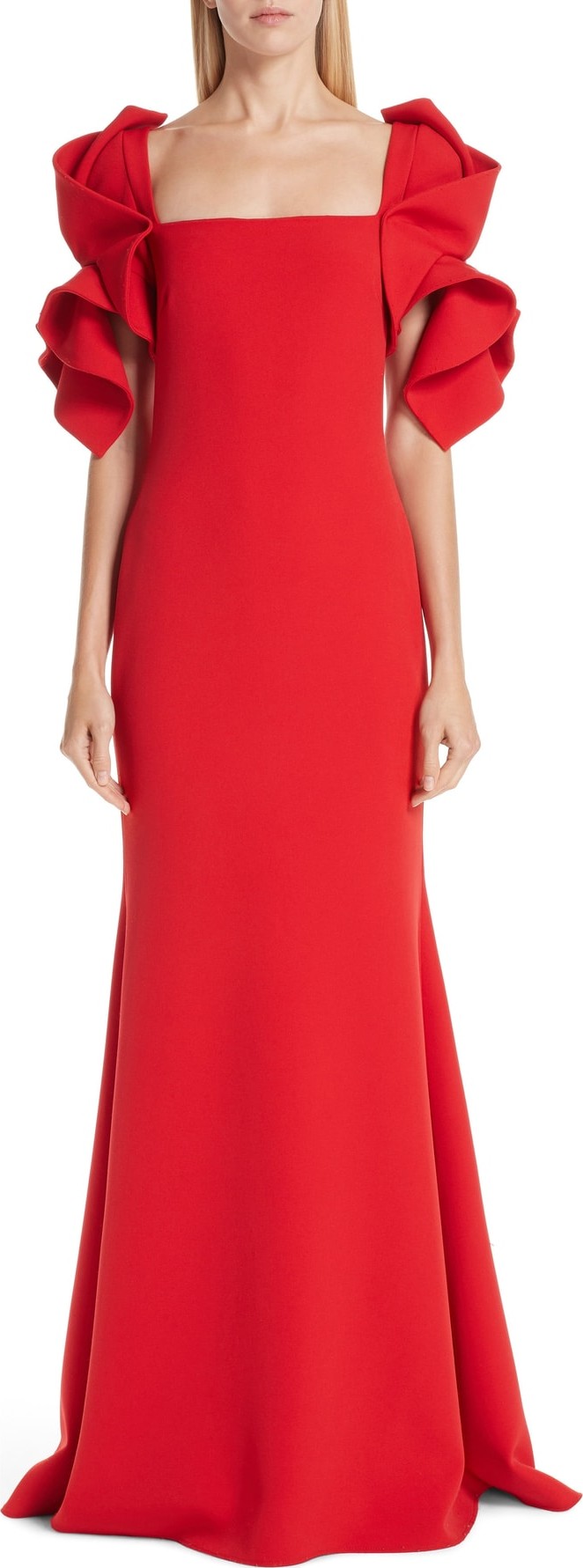 Badgley Mischka Ruffle Sleeve Gown