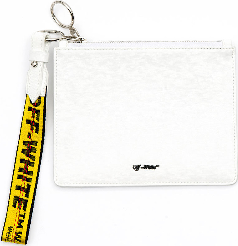 Off White Diagonal Double Flat Clutch Bag