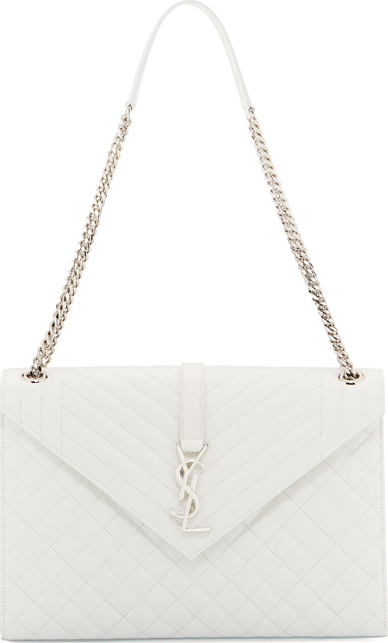 Saint Laurent Monogram YSL V-Flap Large Tri-Quilt Envelope Chain Shoulder Bag - Miroir Hardware