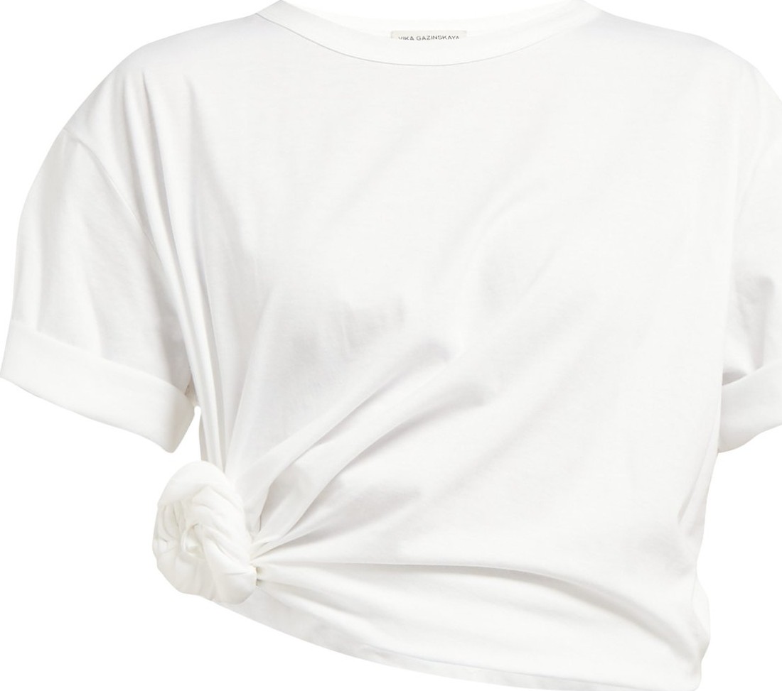 Vika Gazinskaya Oversized side-knot cotton-jersey T-shirt