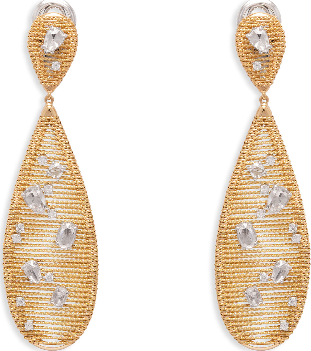 Staurino Fratelli 18k Yellow Gold Renaissance Diamond Pear Drop Earrings