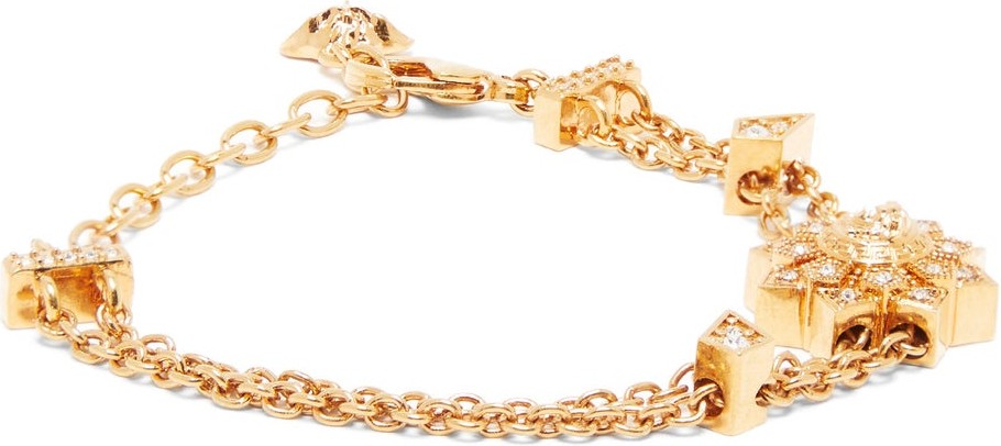 Versace Crystal flower and Medusa chain bracelet