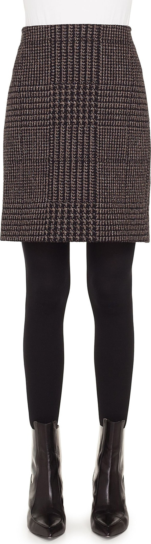 Akris Punto Metallic Houndstooth Jacquard Miniskirt