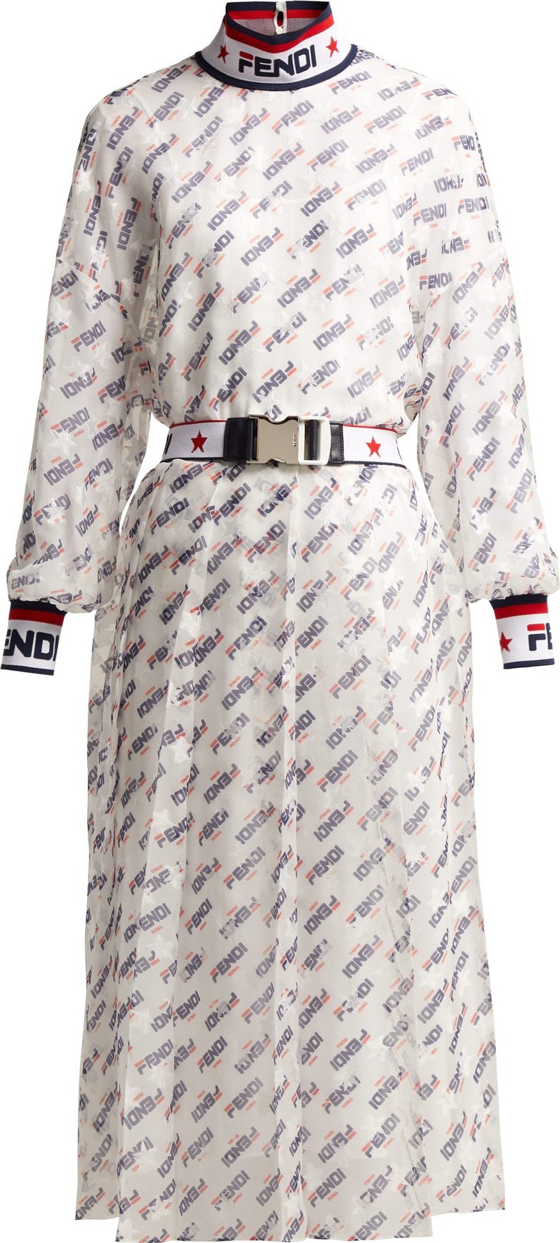 Fendi Mania logo-print silk-blend georgette dress