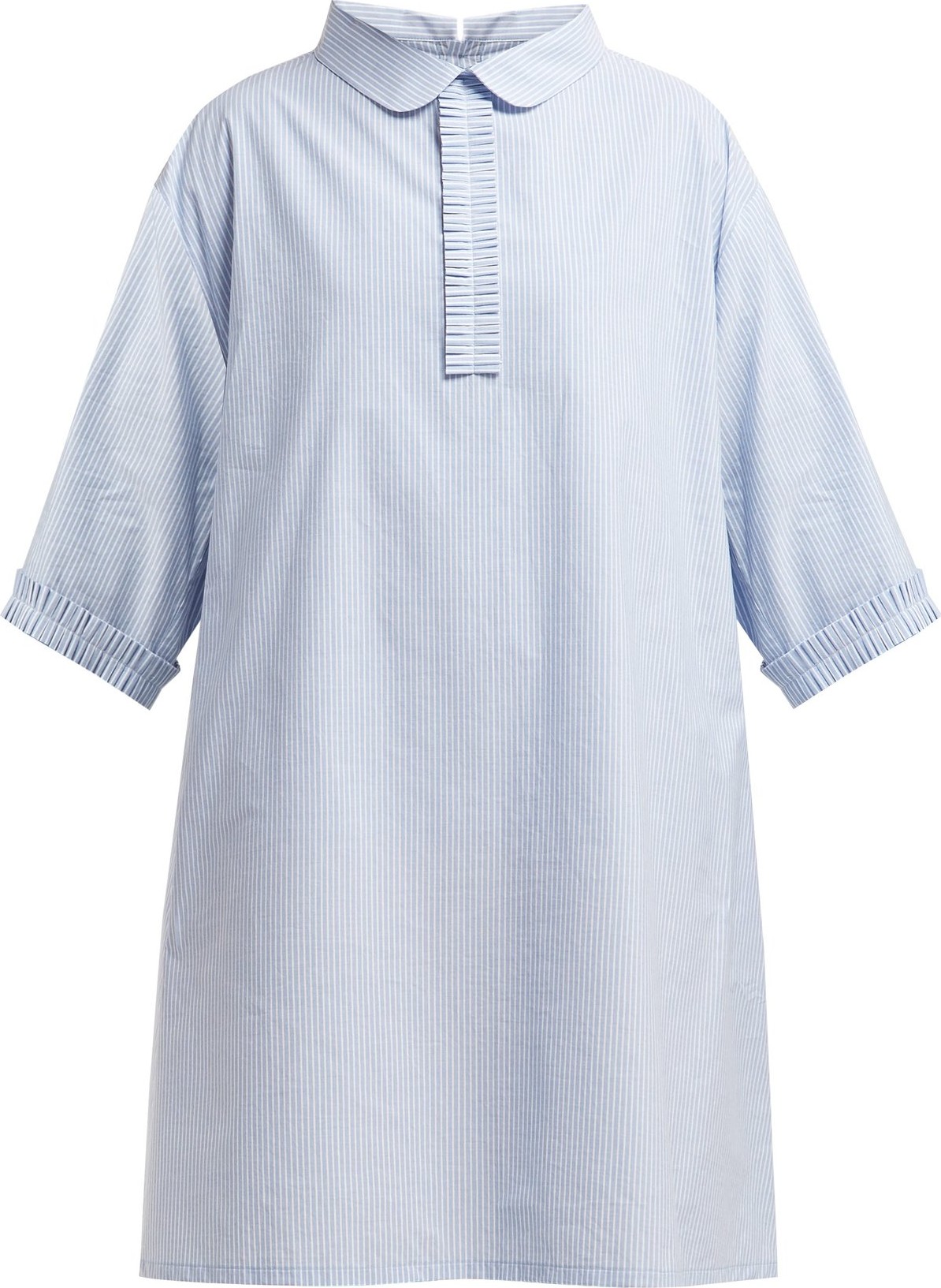 MM6 Maison Margiela Pleated-trim cotton-poplin shirtdress