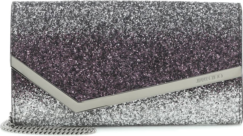 Jimmy Choo Emmie glitter clutch