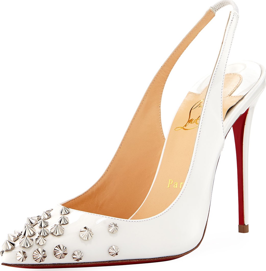 Christian Louboutin Drama Sling 100mm Spike Leather Red Sole Pumps