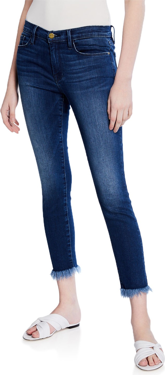 FRAME DENIM Le Skinny De Jean Crop Skinny with Shredded Hem