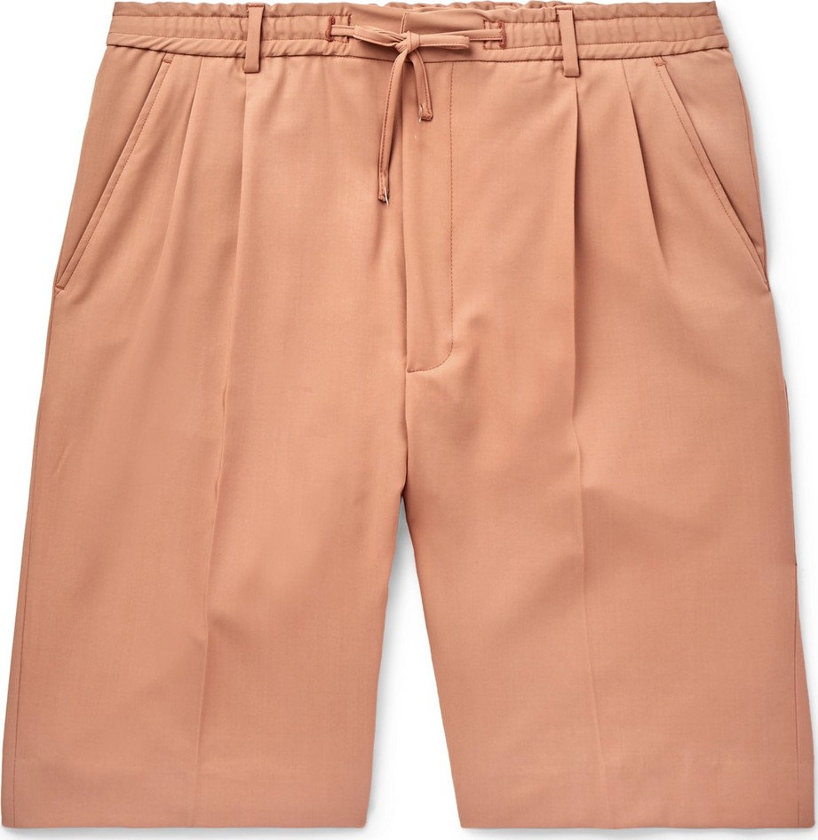 Cmmn Swdn Jayson Pleated Wool-Twill Drawstring Shorts