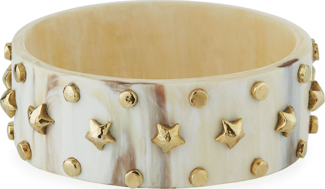 Ashley Pittman Akili Studded Bangle in Light Horn
