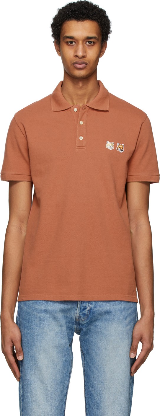 Maison Kitsune Pink Double Fox Head Polo