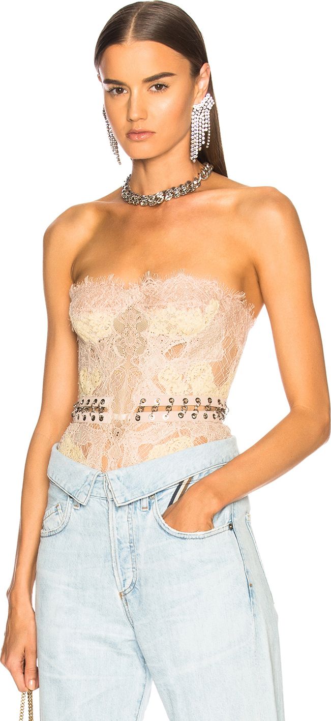 Jonathan Simkhai Grommet Lariat Lace Bustier Bodysuit