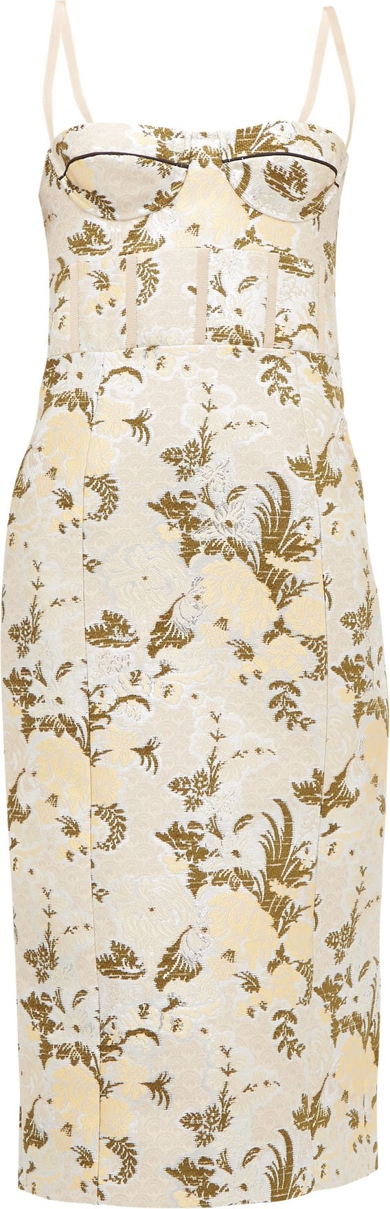Brock Collection Floral-brocade bustier midi dress