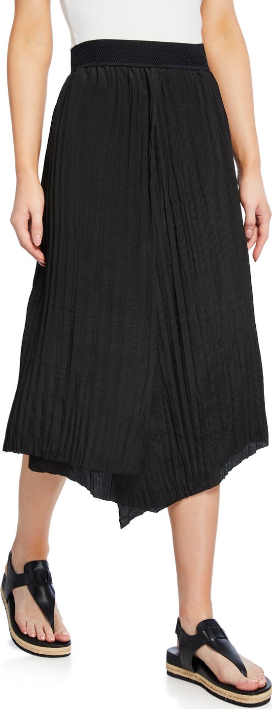 Vince High-Rise Crinkle Pleated Midi Skirt