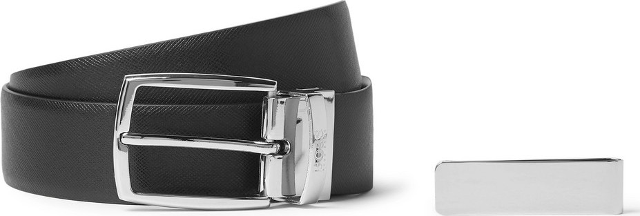 HUGO BOSS 3.5cm Reversible Leather Belt and Silver-Tone Money Clip Gift Set