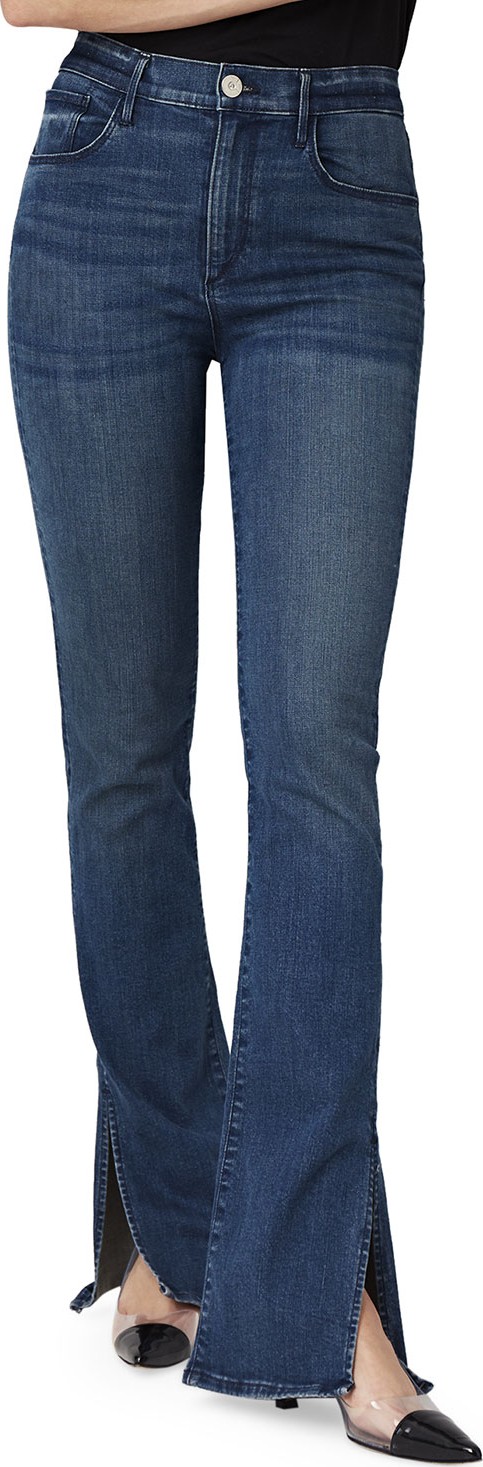 3X1 High-Rise Slim Bell Boot-Cut Jeans w/ Split Hem