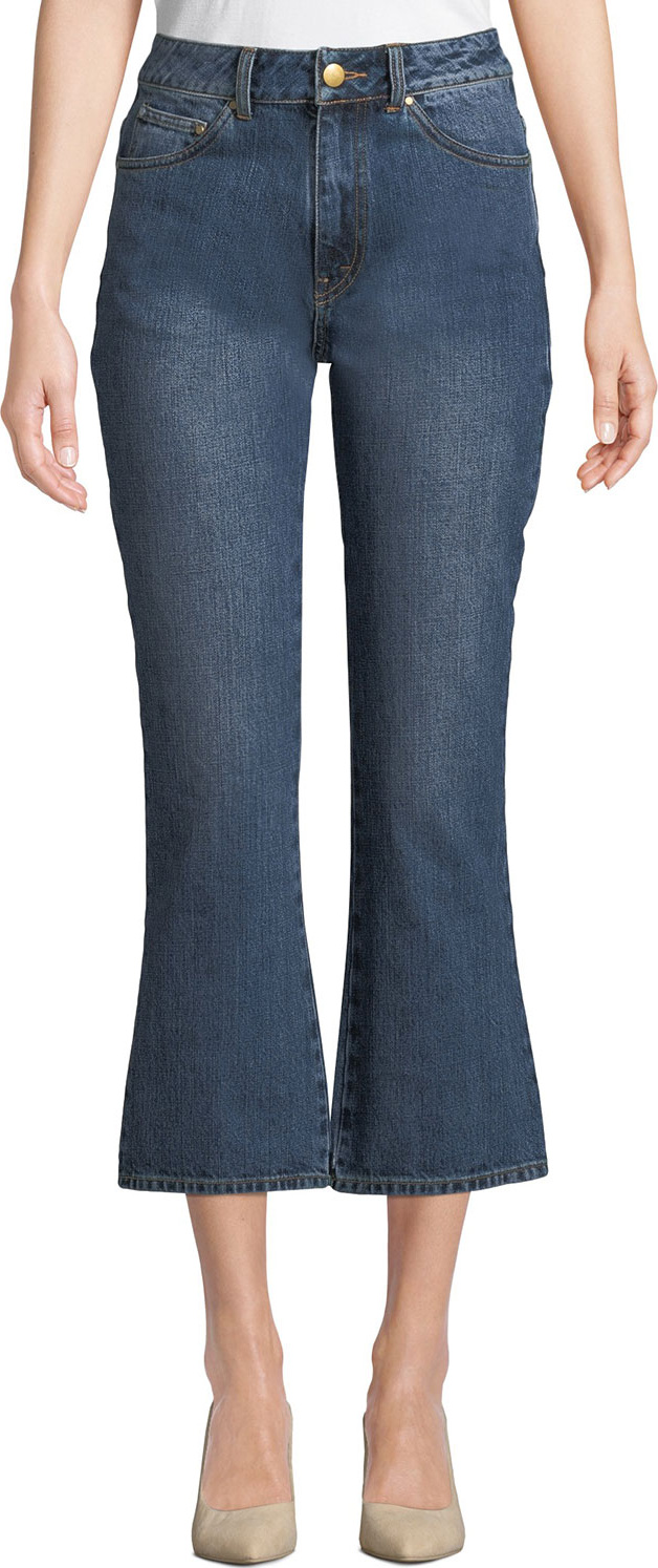 Co High-Rise Five-Pocket Flared-Leg Cropped Jeans