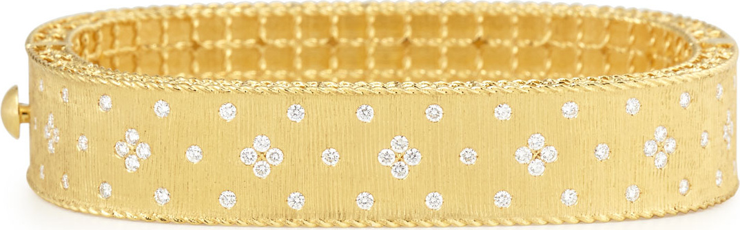 Roberto Coin Princess 18K Yellow Gold Medium Diamond Bangle