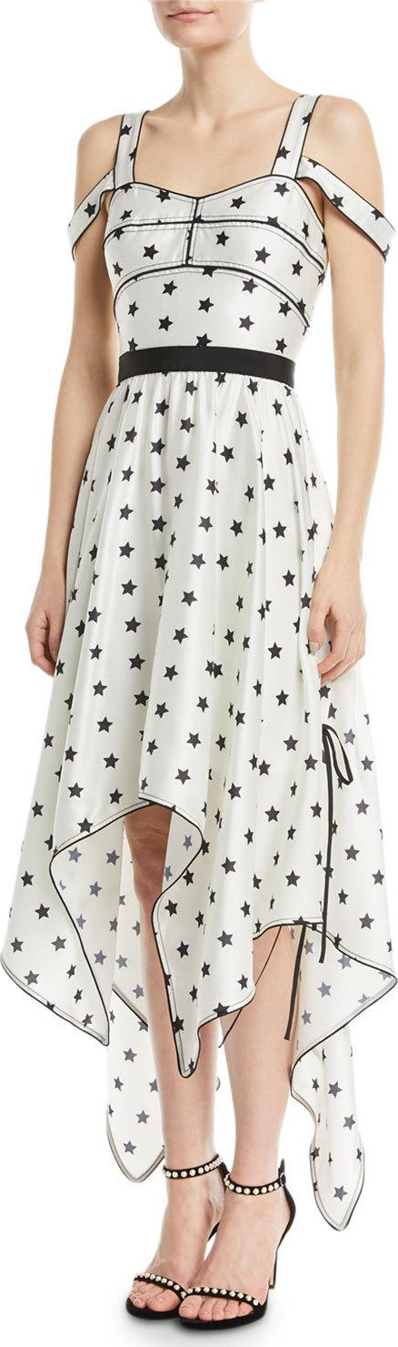 Self Portrait Printed Star Sleeveless Handkerchief Cocktail Dress