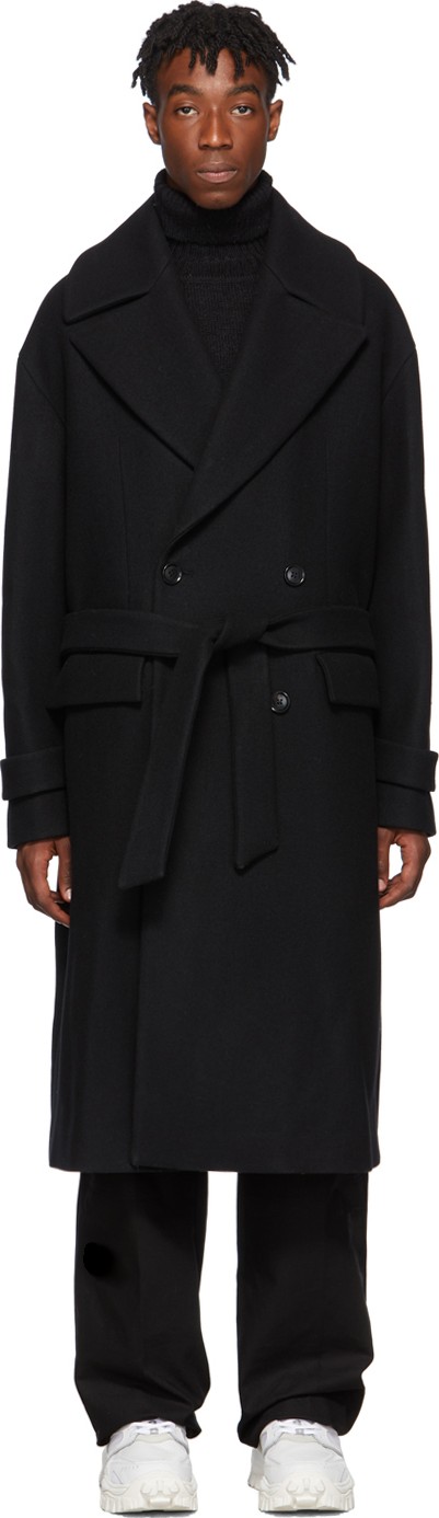 Juun.J Black Wool Double-Breasted Coat