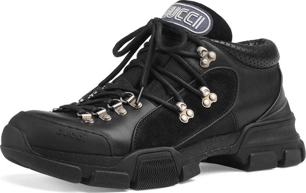 Gucci Men's Journey Leather/Tech Canvas Low Hiking Boot