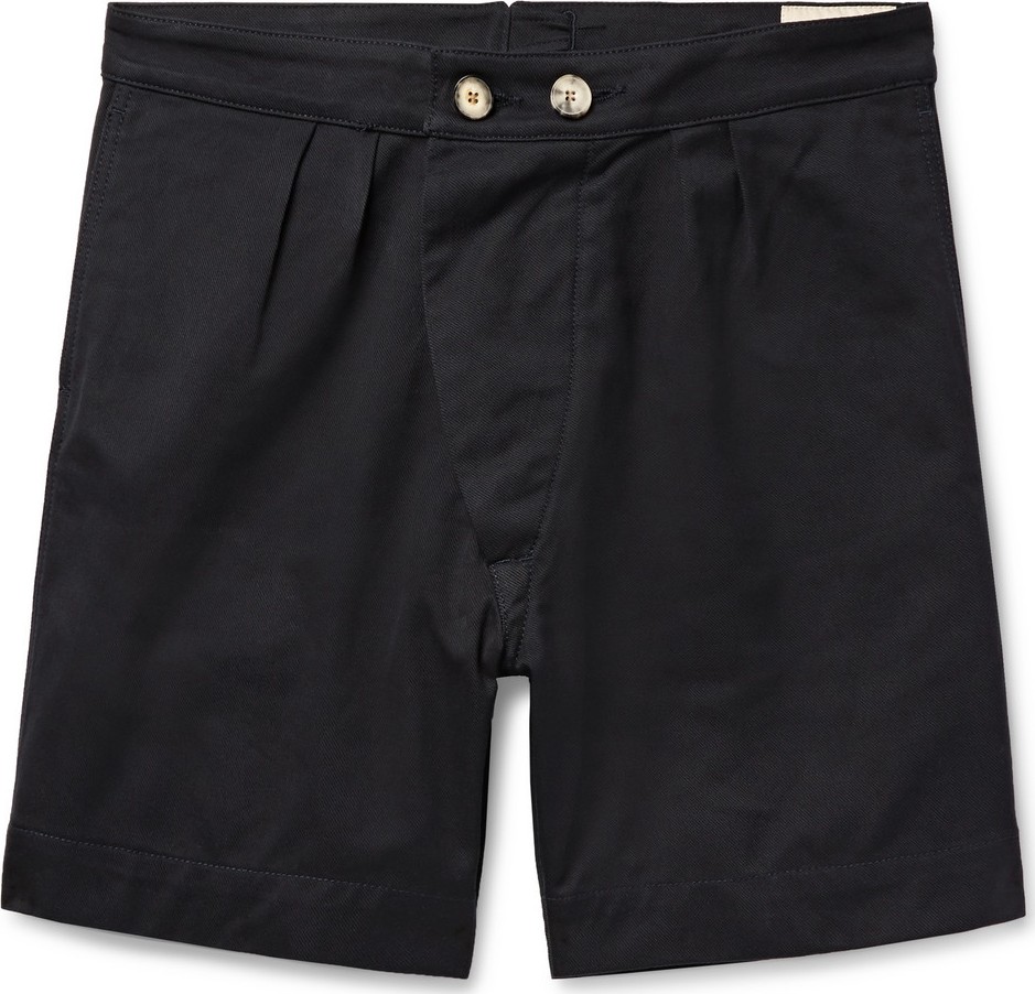 Holiday Boileau Pleated Cotton-Twill Shorts
