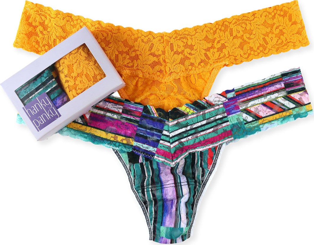 Hanky Panky Two-Pack Low-Rise Thongs in Bar Stripes