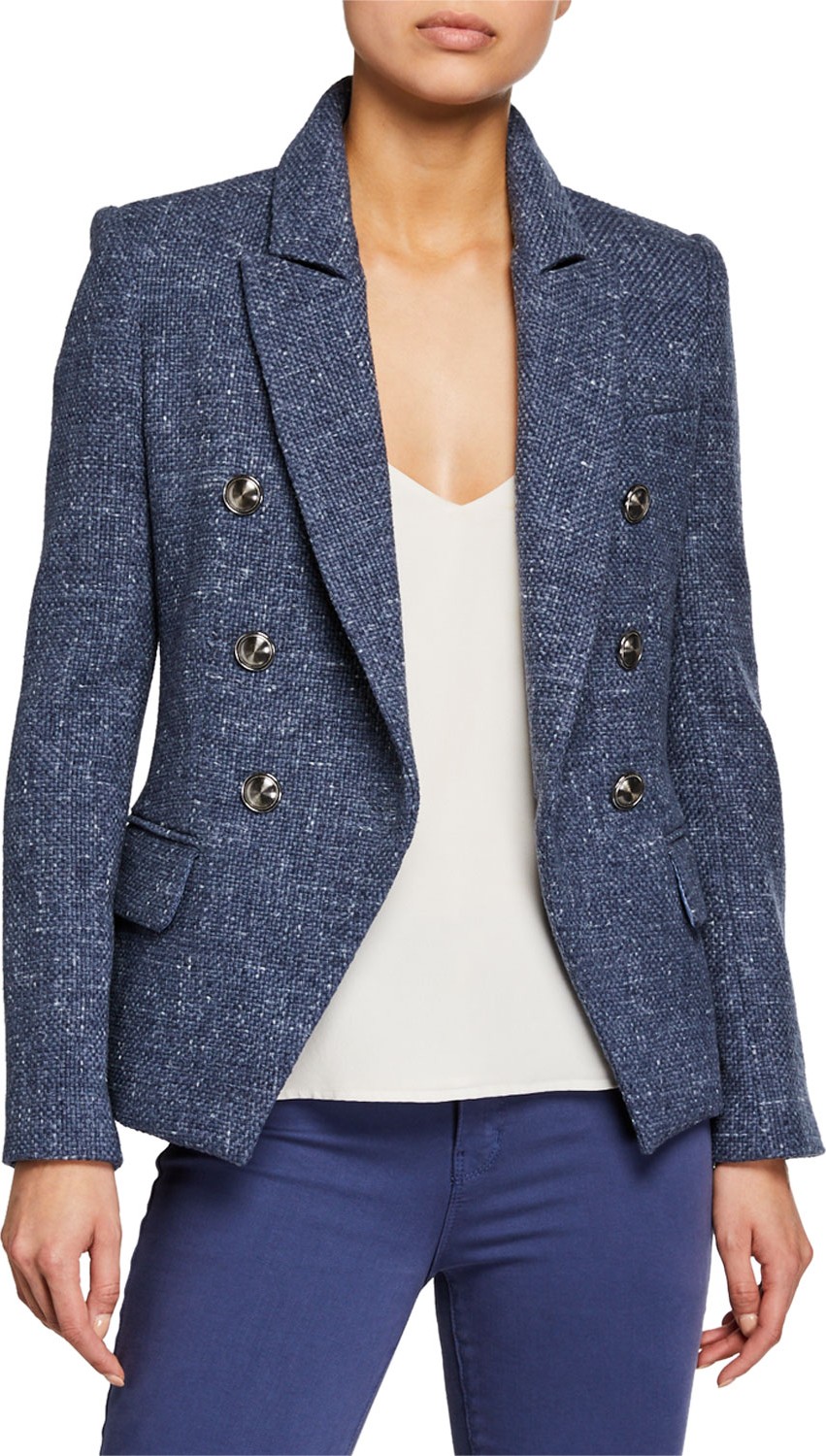 L'AGENCE Kenzie Double-Breasted Tweed Blazer