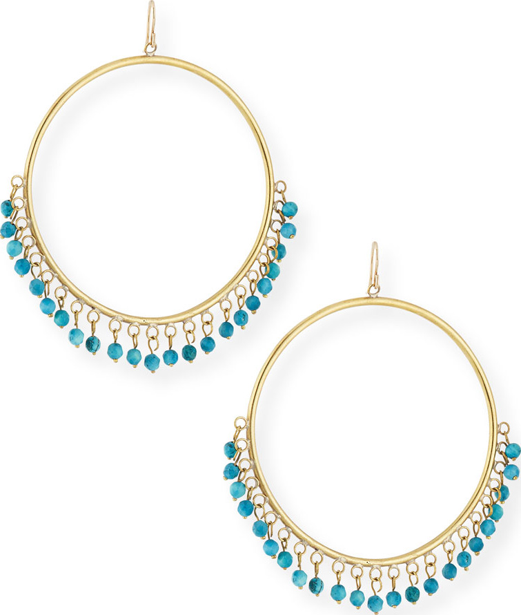 Ashley Pittman Mnara Bronze Hoop Earrings w/ Turquoise Dangles