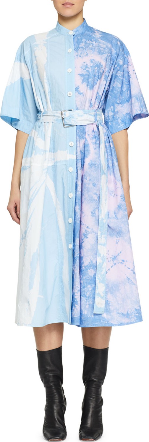 Proenza Schouler Belted Tie-Dye Cotton Midi Dress