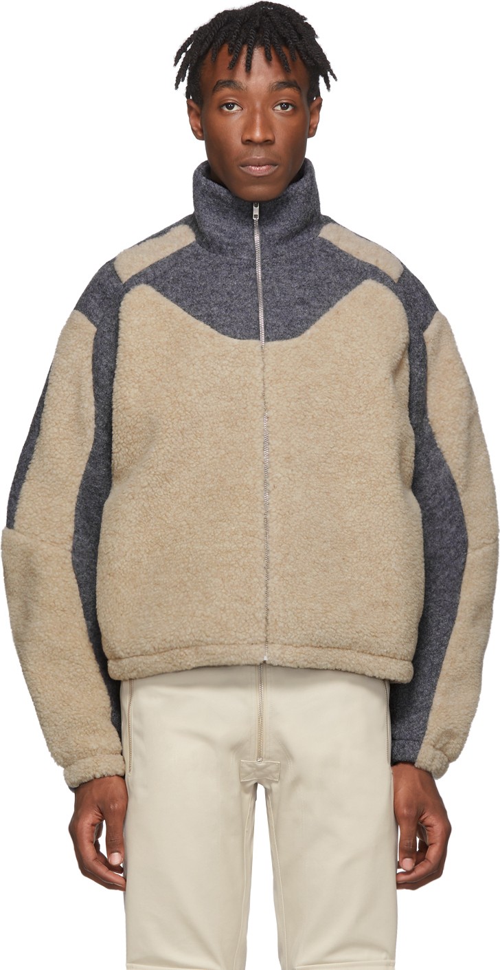 GmbH Beige & Grey Teddy Fleece Ercan Jacket