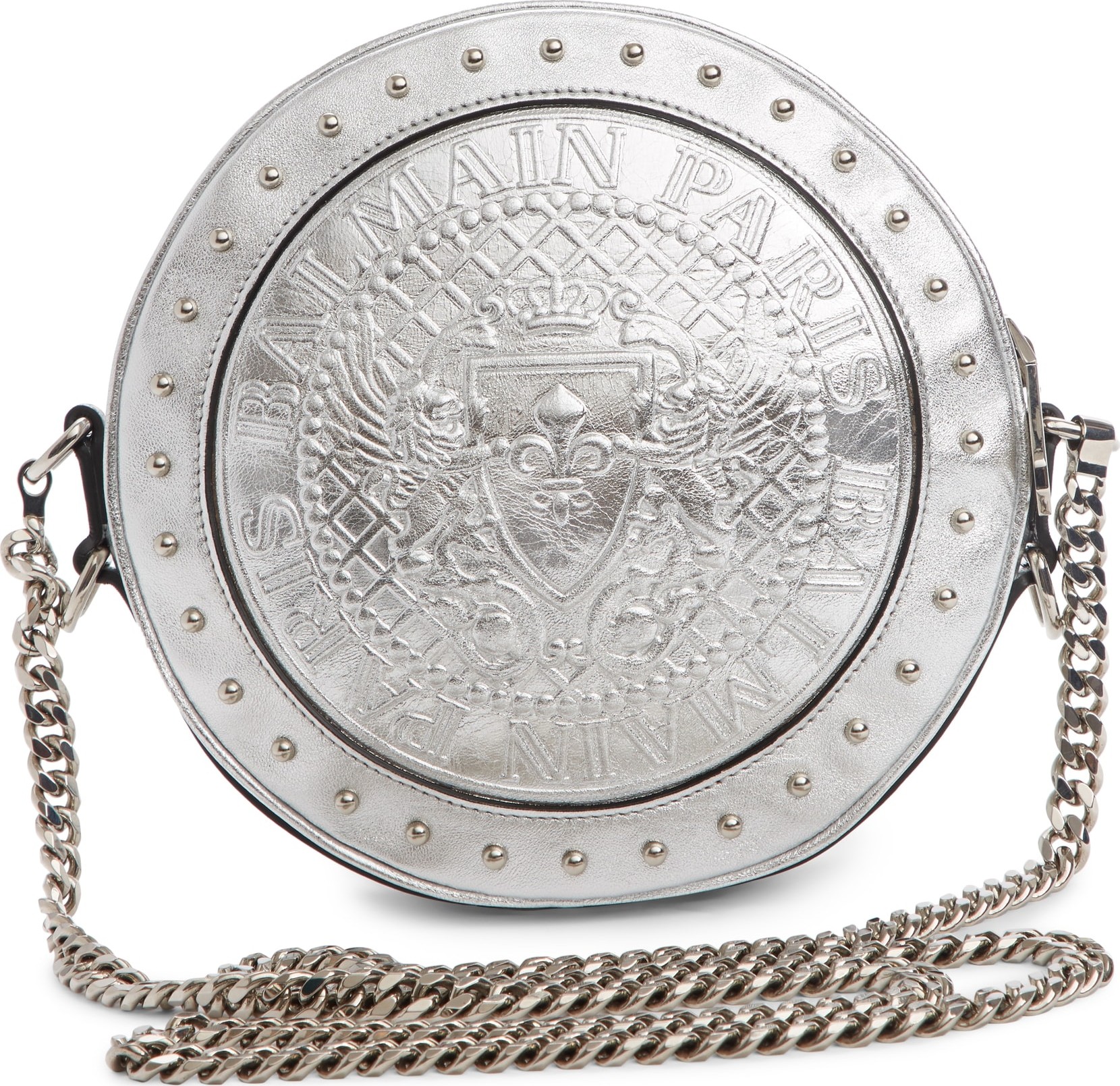 Balmain Renaissance Metallic Leather Crossbody Bag