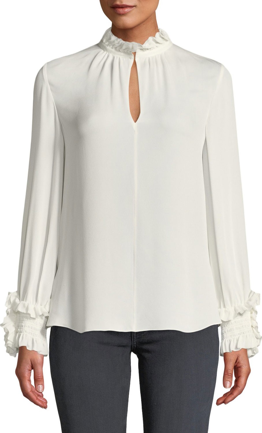 KOBI HALPERIN Lexi Stretch-Silk Blouse with Smocked Detail