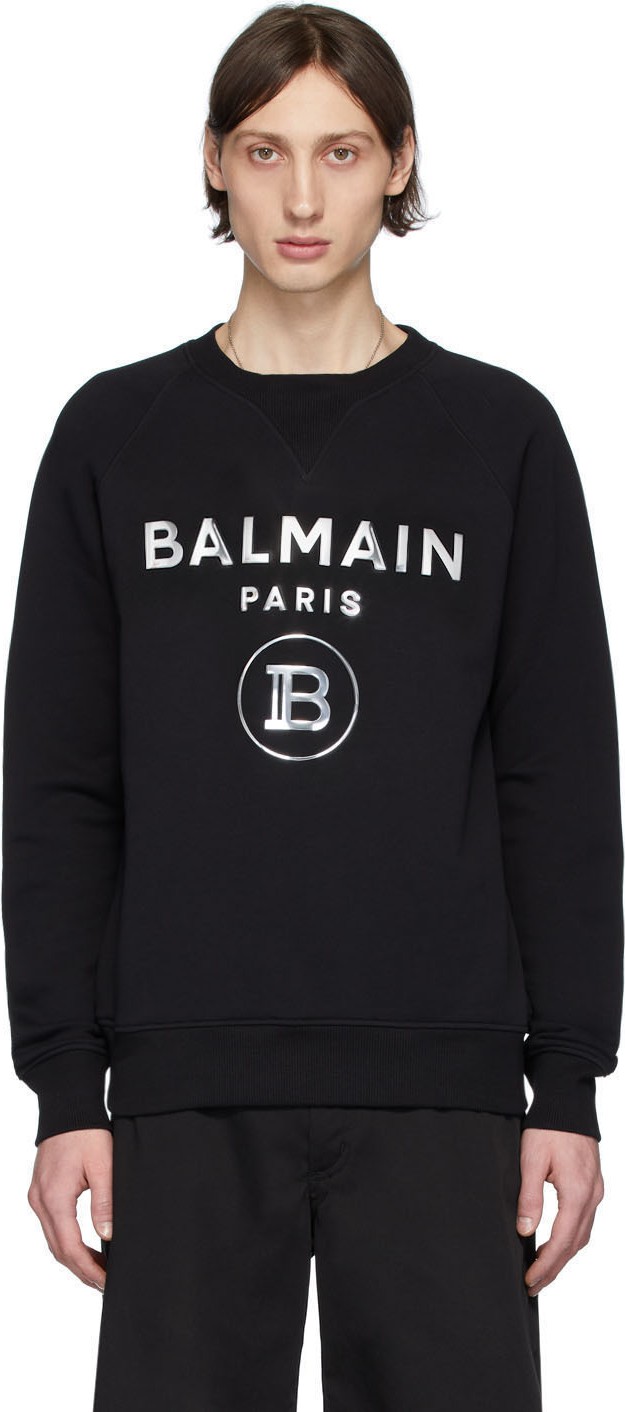 Balmain Black Mirror Logo Sweatshirt