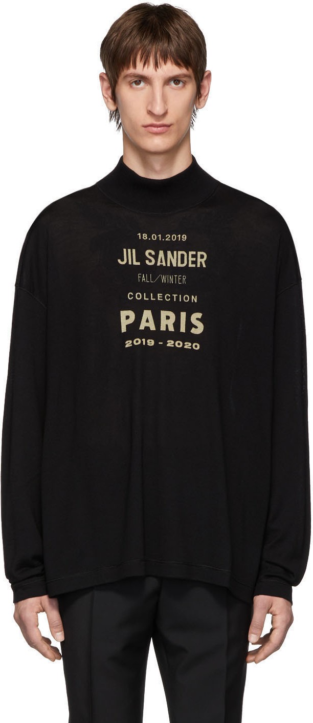 Jil Sander Black Oversized Boxy Logo Sweater