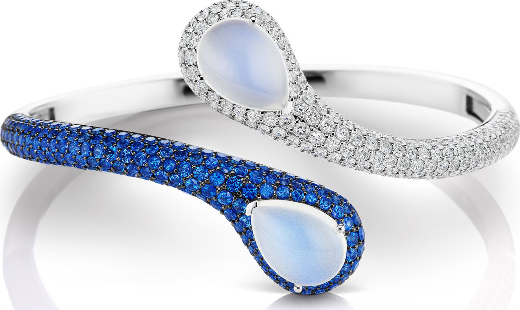 Maria Canale 18k White Gold 2-Stone Pave Bracelet