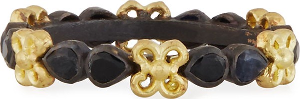 Armenta Old World Midnight Stacking Ring with Pear-Cut Black Sapphires