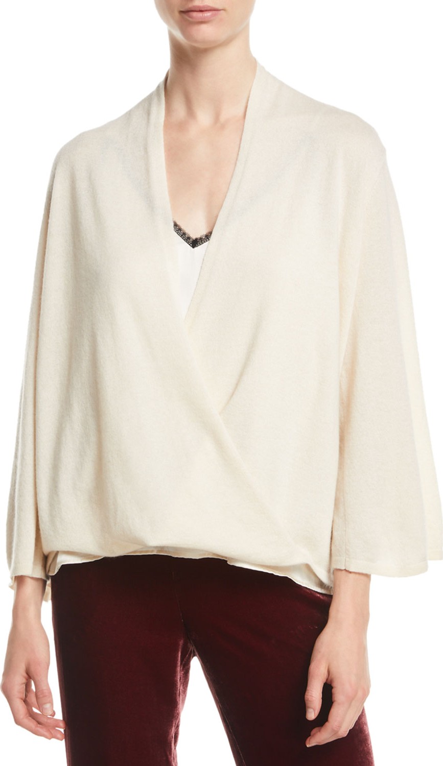 Eileen Fisher Cashmere Faux-Wrap Top
