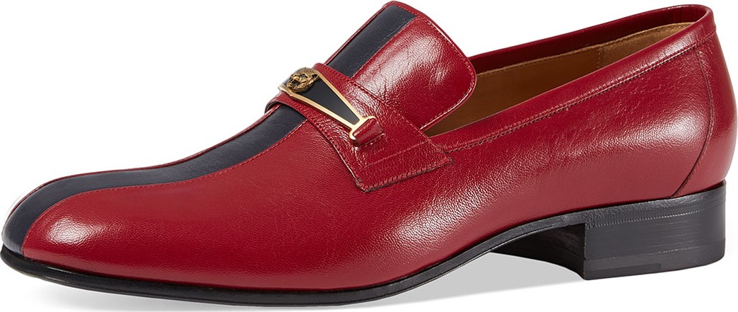 Gucci Leather Loafer with Stripe