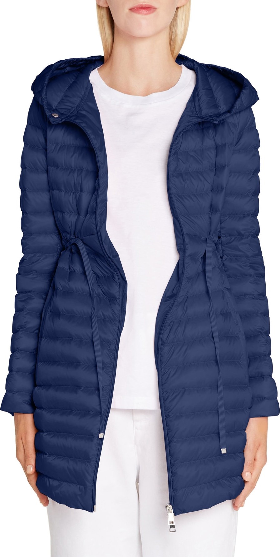 Moncler Barbel Tie Waist Hooded Down Coat