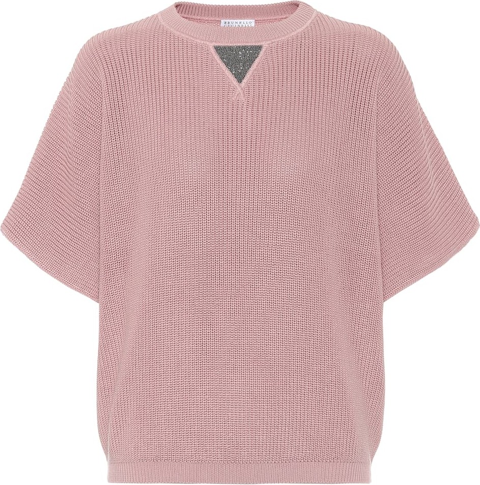 Brunello Cucinelli Embellished ribbed-knit cotton sweater