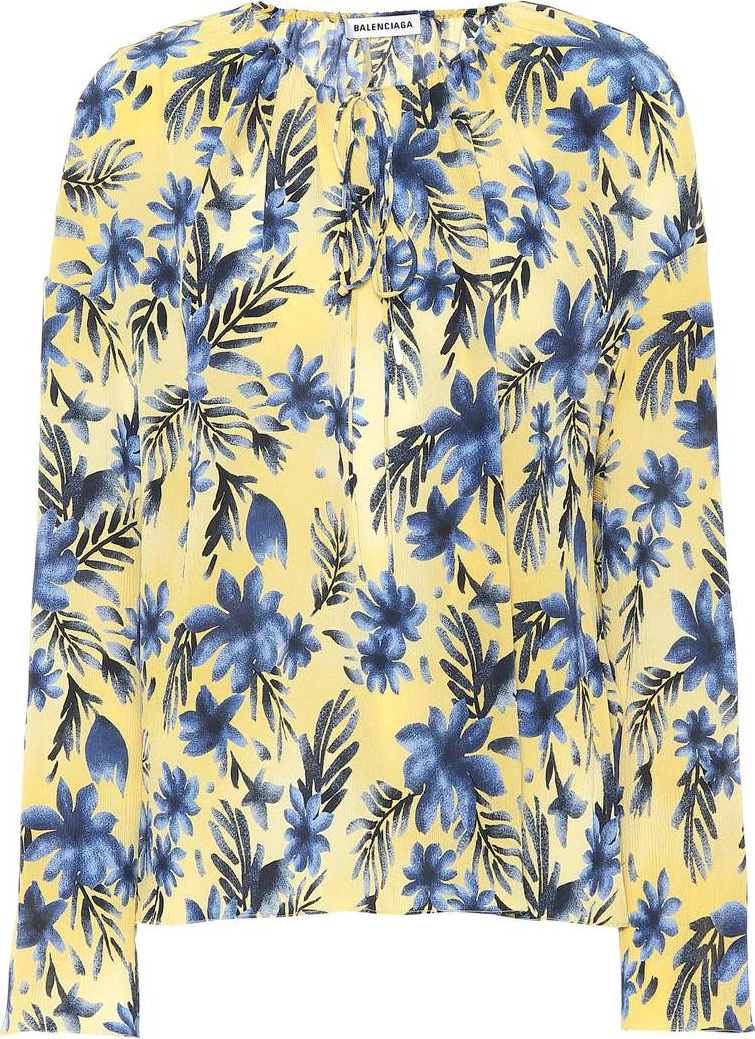 Balenciaga Floral-printed silk blouse