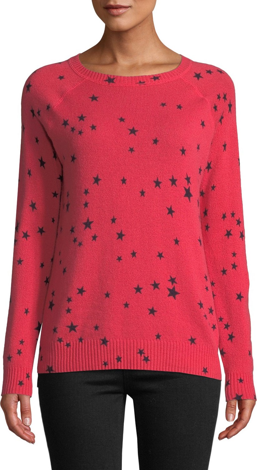 Autumn Cashmere Star-Print Cashmere Crewneck Sweater