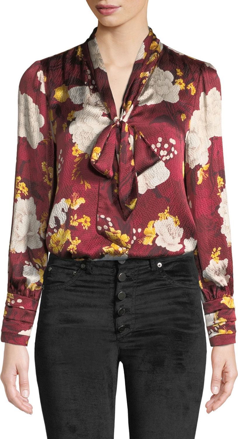 Alice + Olivia Crogan Tie-Neck Blouse