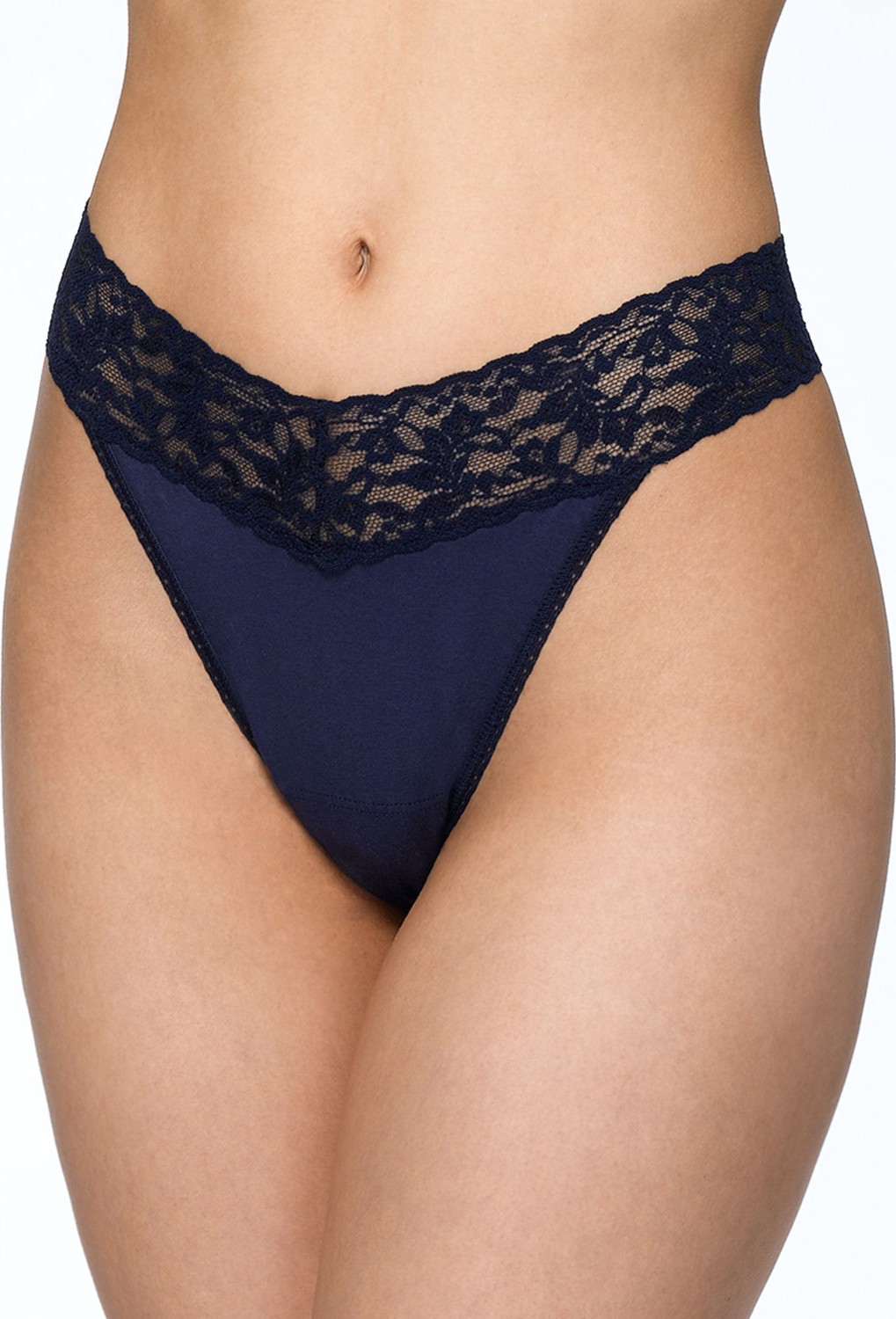 Hanky Panky Original-Rise Organic Cotton Lace-Trim Thong