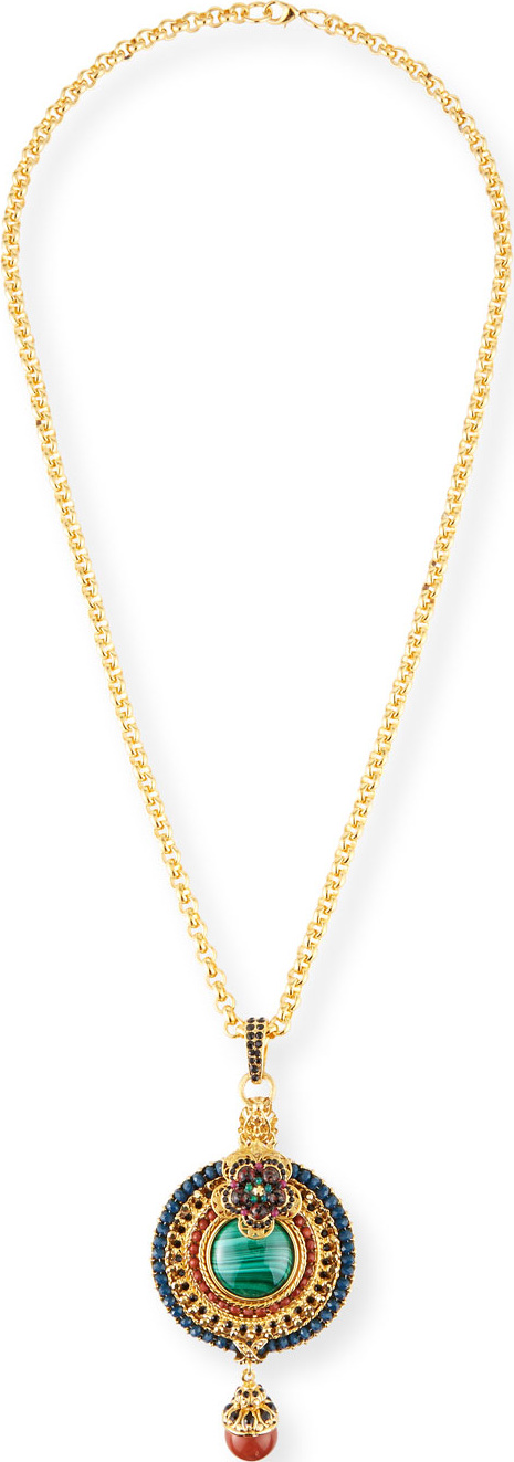 Jose & Maria Barrera Malachite & Jasper Pendant Necklace