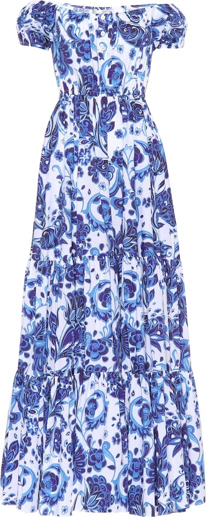 Caroline Constas Bardot floral stretch cotton dress
