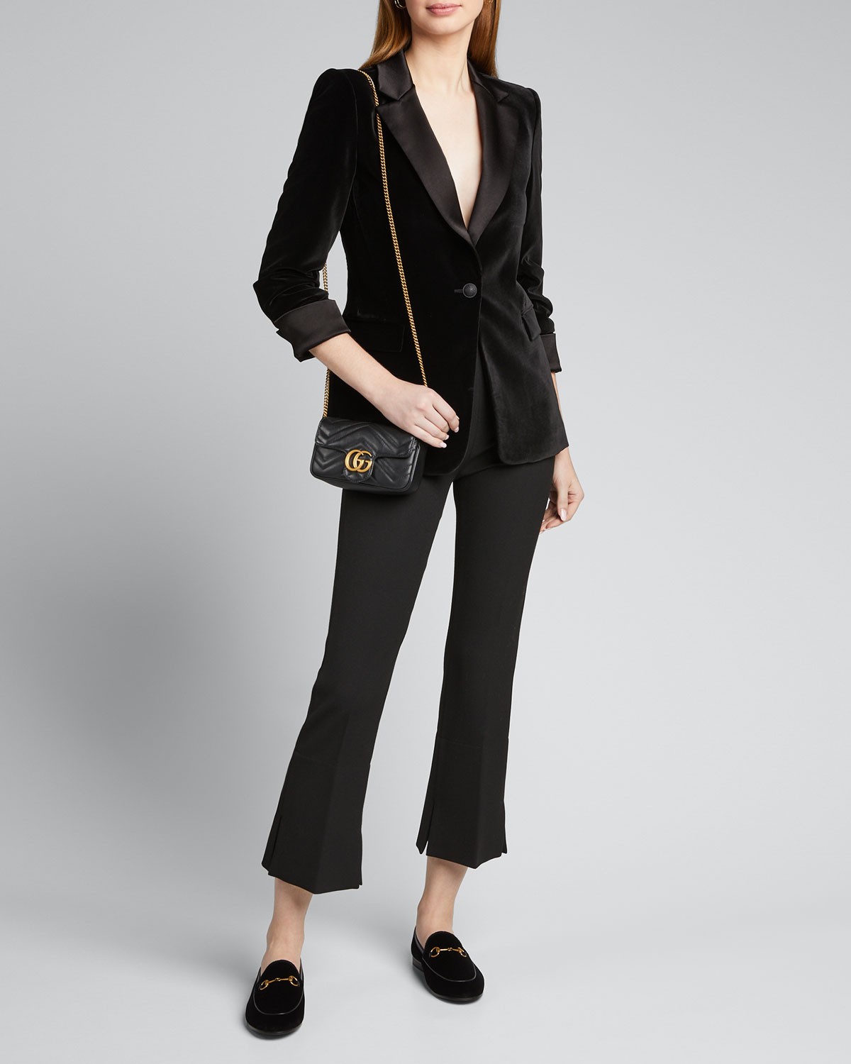 Alice + Olivia Macey Pleated-Sleeve Fitted Blazer