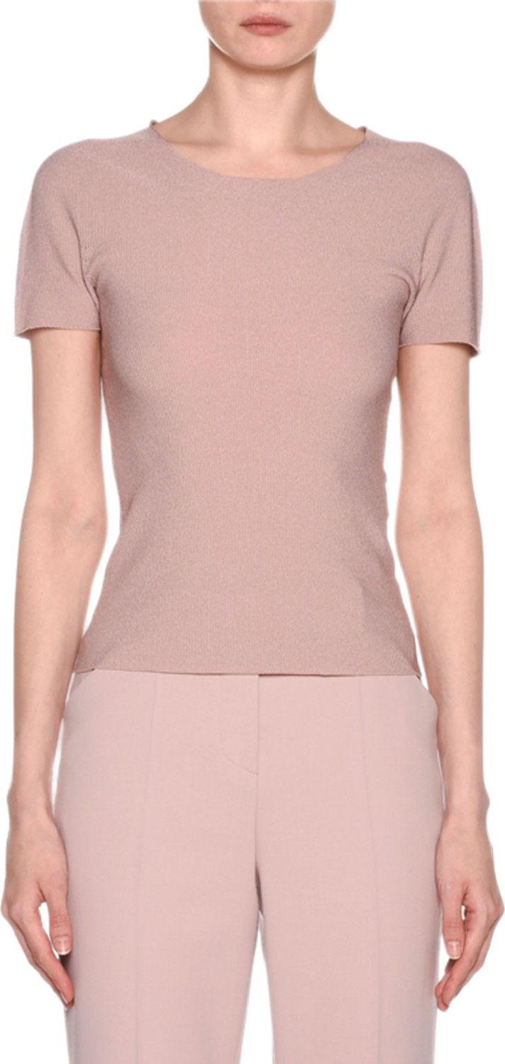 Giorgio Armani Crewneck Short-Sleeve Mesh Shell