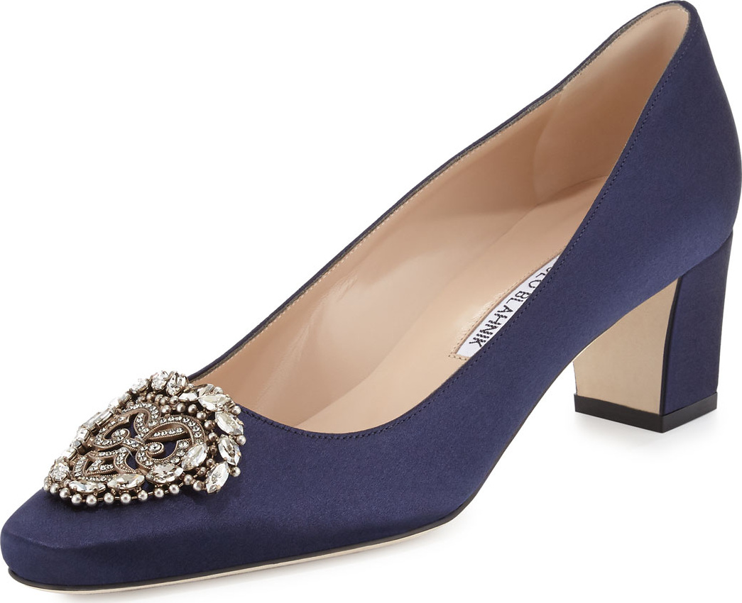 Manolo Blahnik Okkato Jeweled Satin 50mm Pump